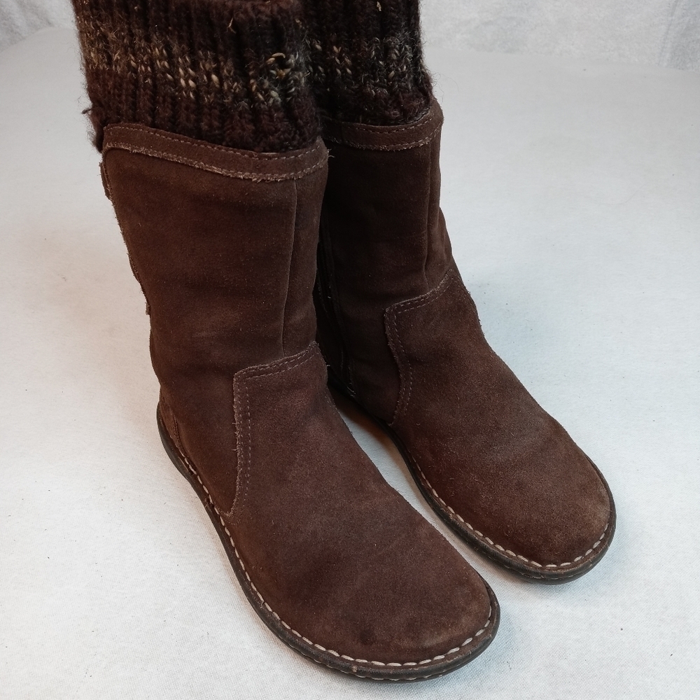 UGG Australia Brown Suede Crochet Knit collar Mid-